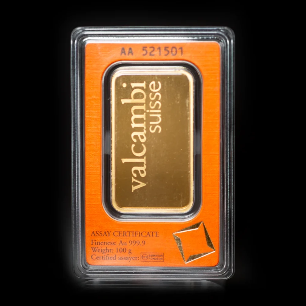 100 Gram Gold Bar Valcambi BU - Summit Metals