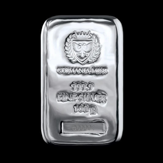 Germania Mint 100 Gram Silver Cast Bar - Summit Metals