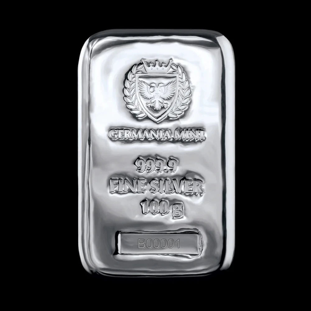 Germania Mint 100 Gram Silver Cast Bar - Summit Metals