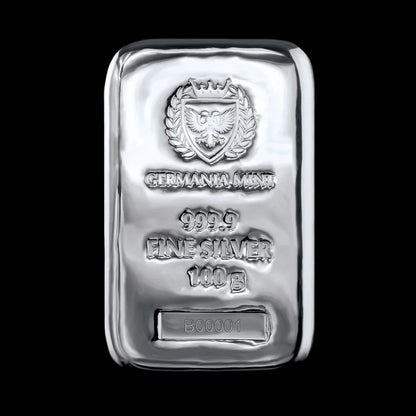 Germania Mint 100 Gram Silver Cast Bar - Summit Metals