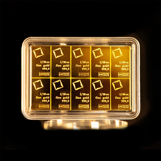 1 oz Gold Combi - Bar Valcambi 10 x 1/10 oz - Summit Metals