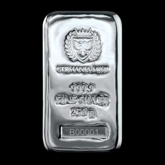Germania Mint 250 Gram Silver Cast Bar - Summit Metals