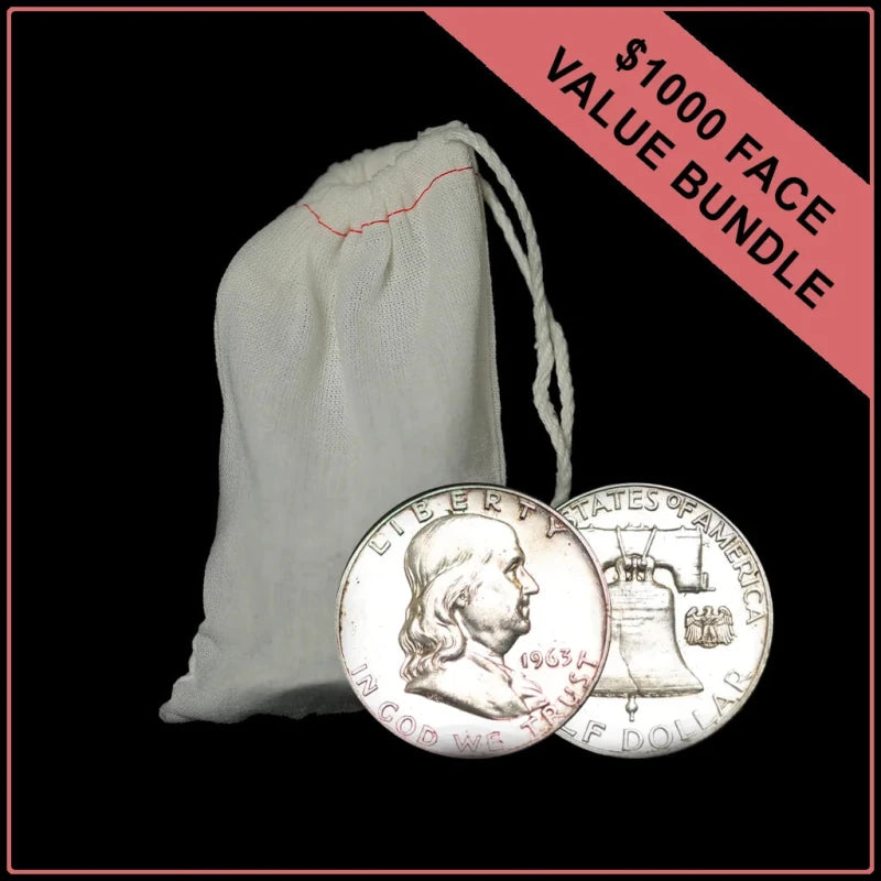 90% American Silver Franklin Half Dollars - $1000 Face Value - Summit Metals