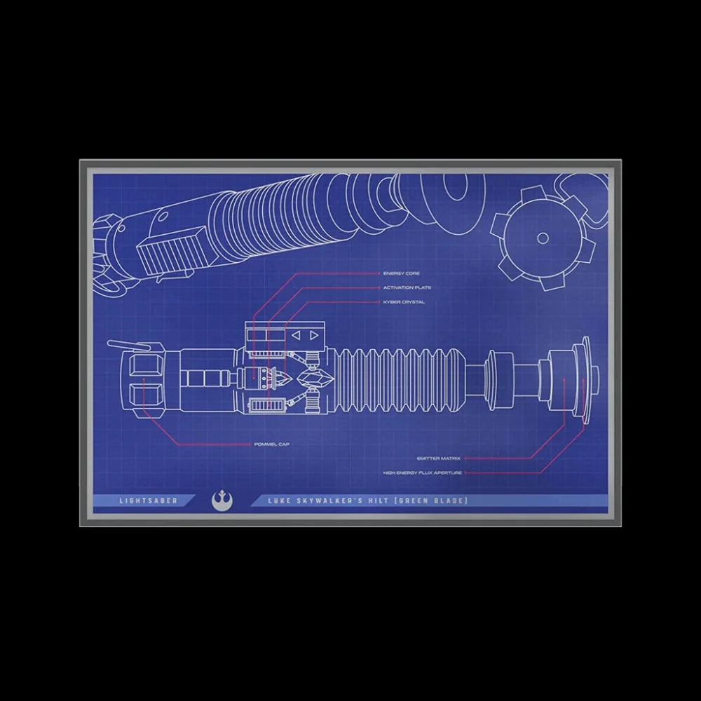 Star Wars Skywalker Lightsaber Blueprint – 1 oz 6.89 inches × 10.31 inches Silver Foil (2025) - Summit Metals